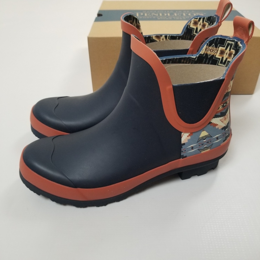 Pendleton Sierra Ridge Chelsea Rubber Rain Boots Waterproof Navy Size 8 NIB - Picture 2 of 11